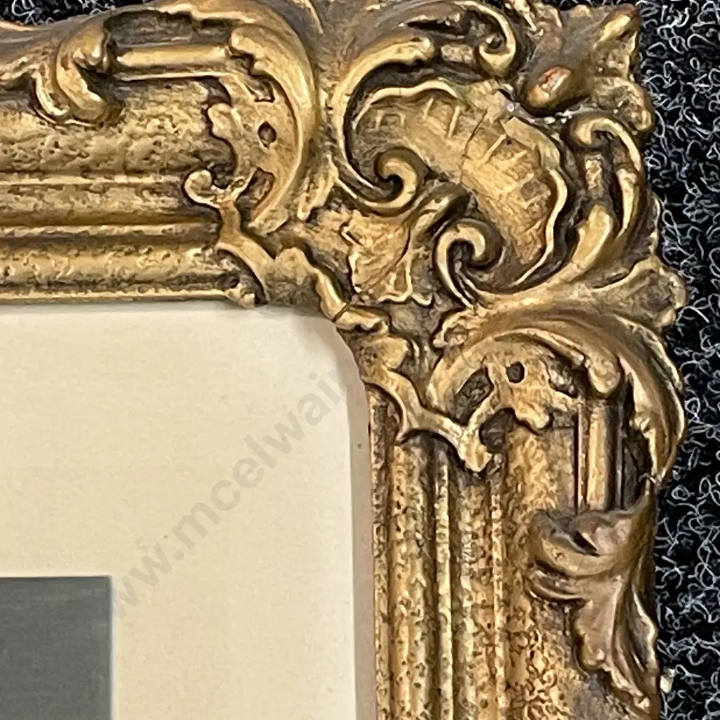 Large L. Campbell Taylor Framed Print "Her First Ball Dress". Ornate Gilded Frame. 69 x 82 incl Frame. Image 1++