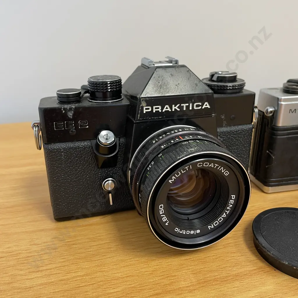 Two Vintage Praktica Cameras: EE2 Model and MTL5B Model. With Lenses Image 1++