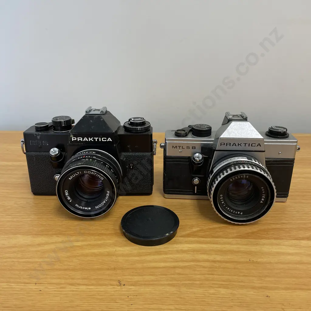Two Vintage Praktica Cameras: EE2 Model and MTL5B Model. With Lenses Image 1++