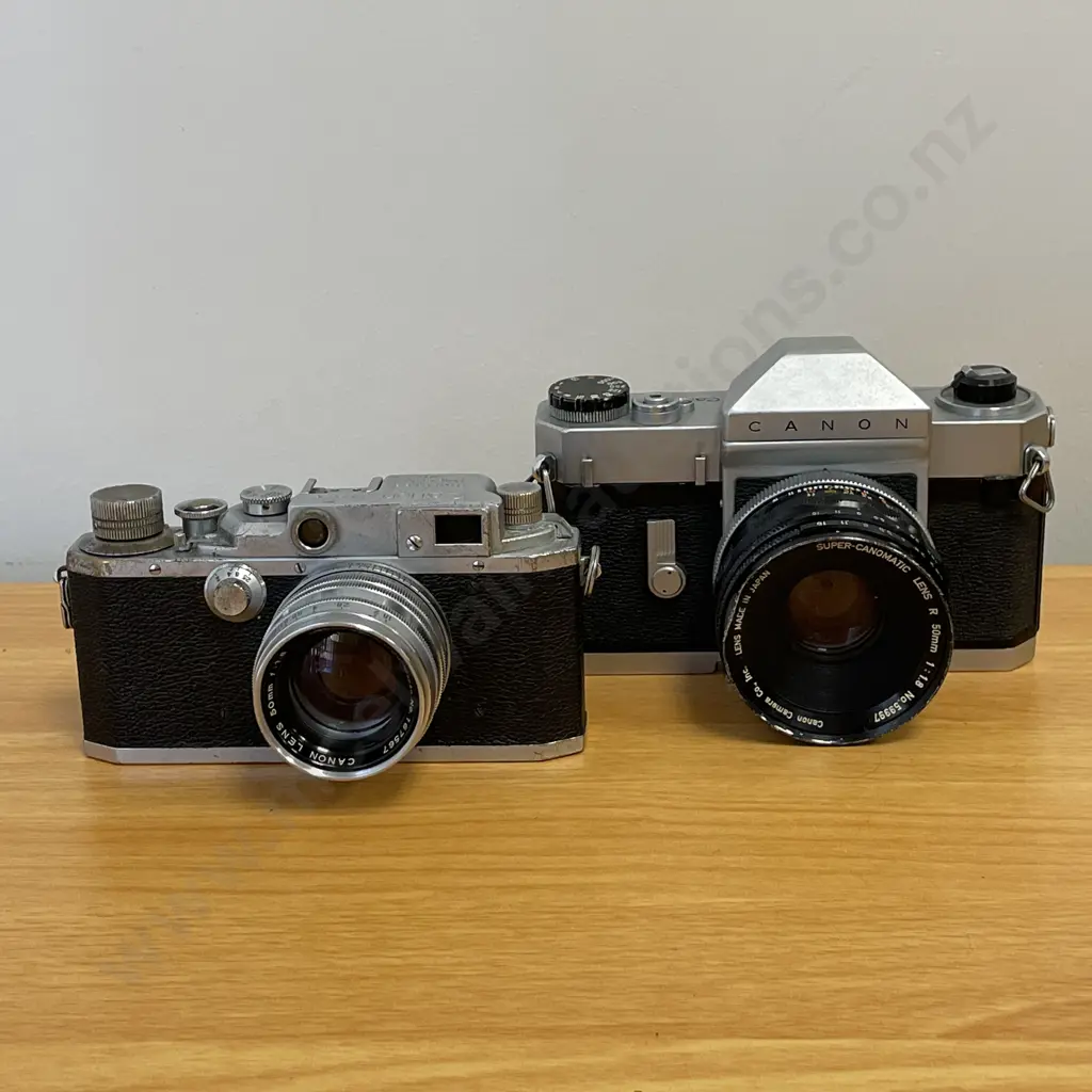 Two Vintage Canon Cameras: No120316 with 50mm Lens and Canonflex RP with Super-Canomatic 50mm Lens Image 1++