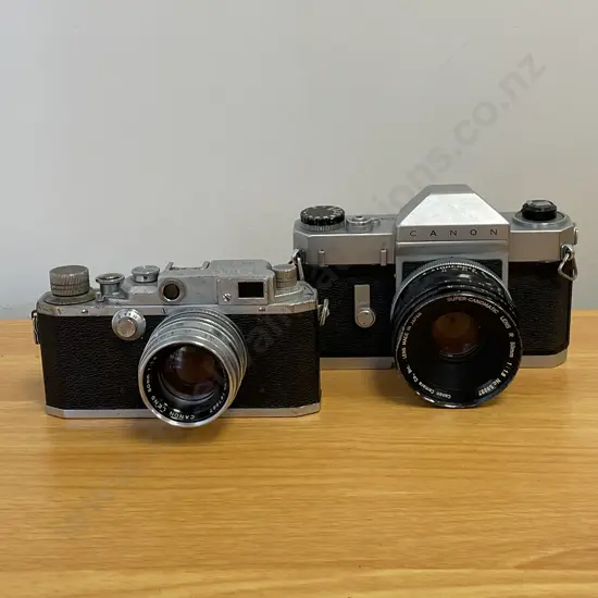 Two Vintage Canon Cameras: No120316 with 50mm Lens and Canonflex RP with Super-Canomatic 50mm Lens