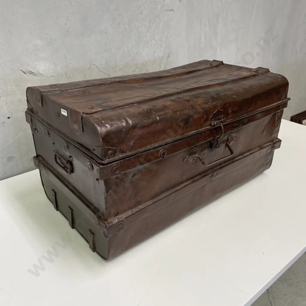 Vintage Large Bronze effect Iron Trunk/Chest. W75 H45 D40cm Image 1++