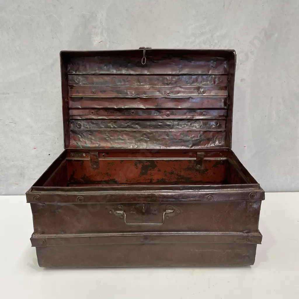 Vintage Large Bronze effect Iron Trunk/Chest. W75 H45 D40cm Image 1++