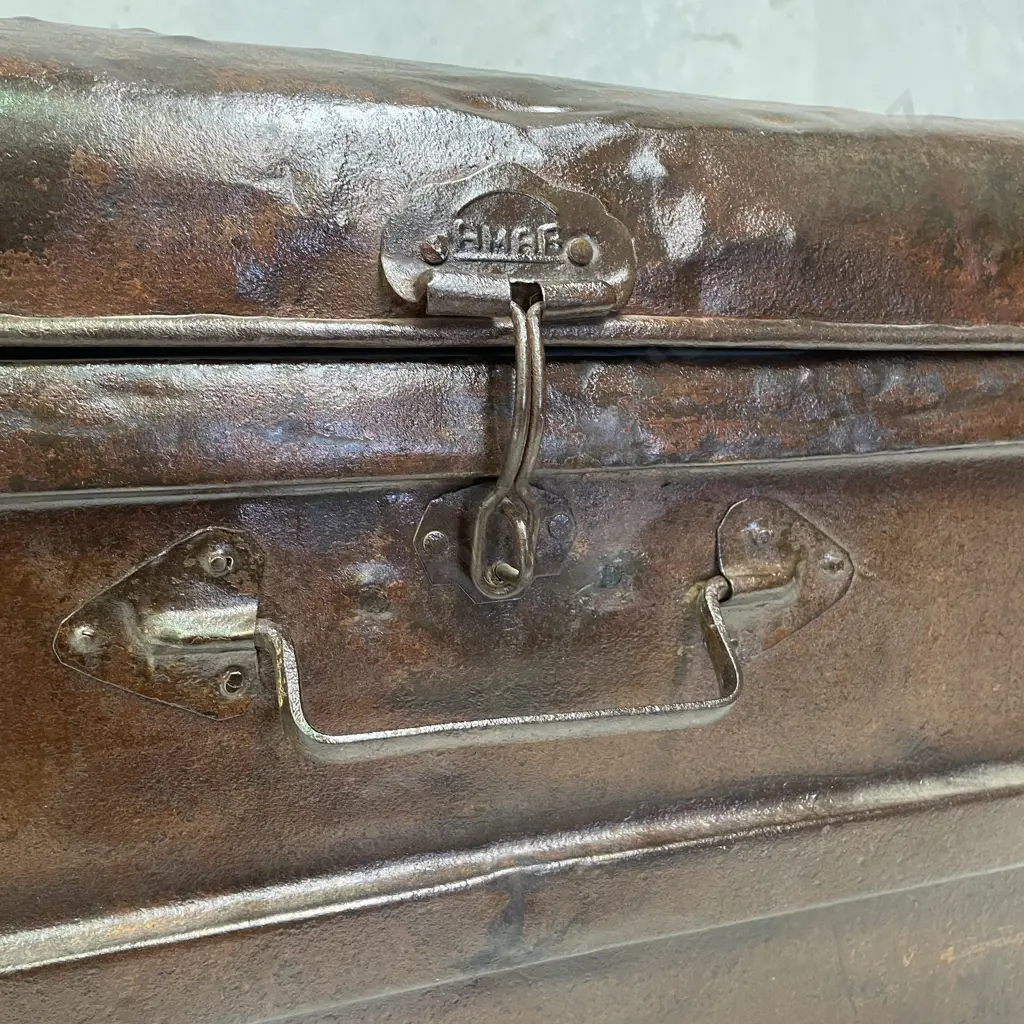 Vintage Large Bronze effect Iron Trunk/Chest. W75 H45 D40cm Image 1++