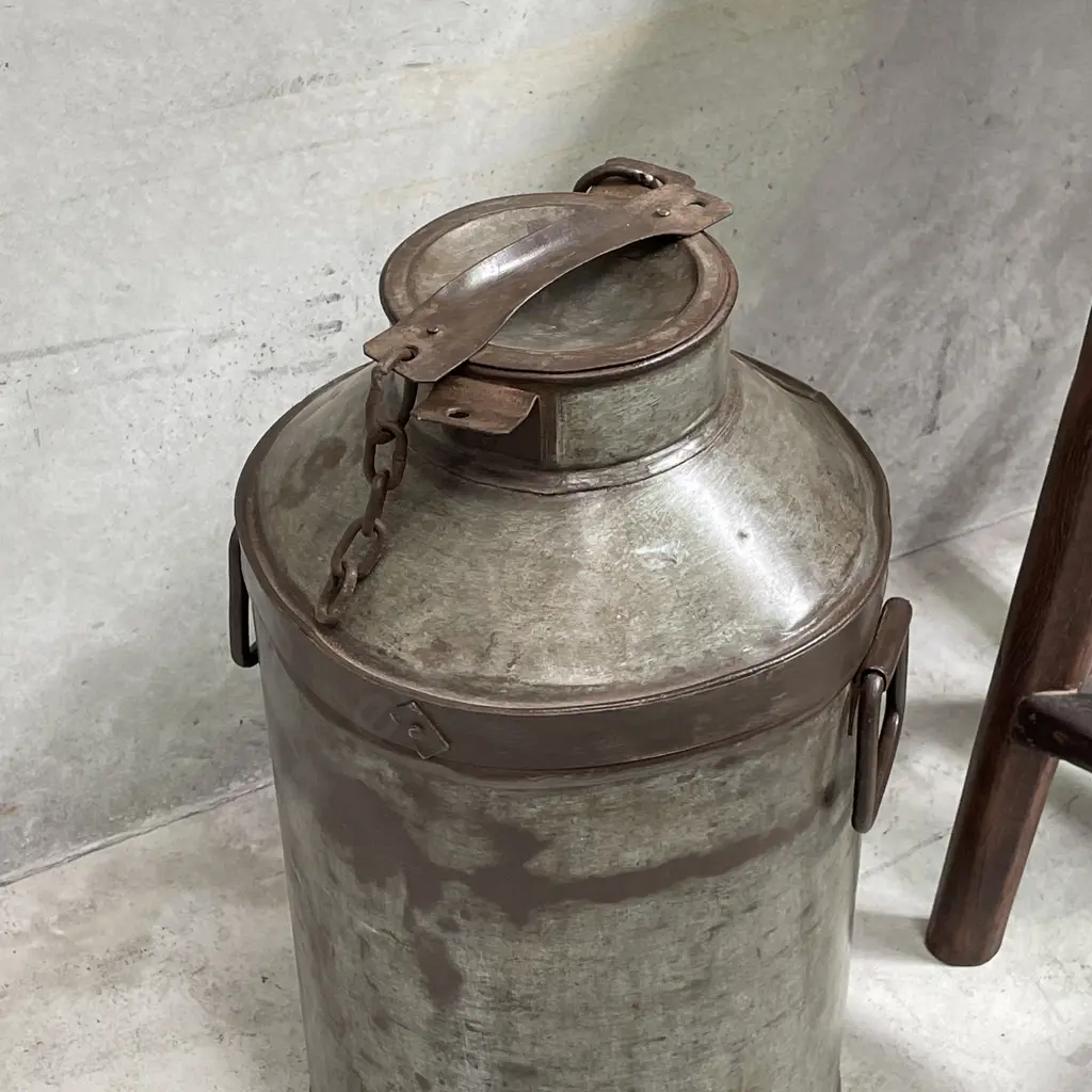 Vintage Large Two Handled Milk Can, with lid. H64cm Image 1++
