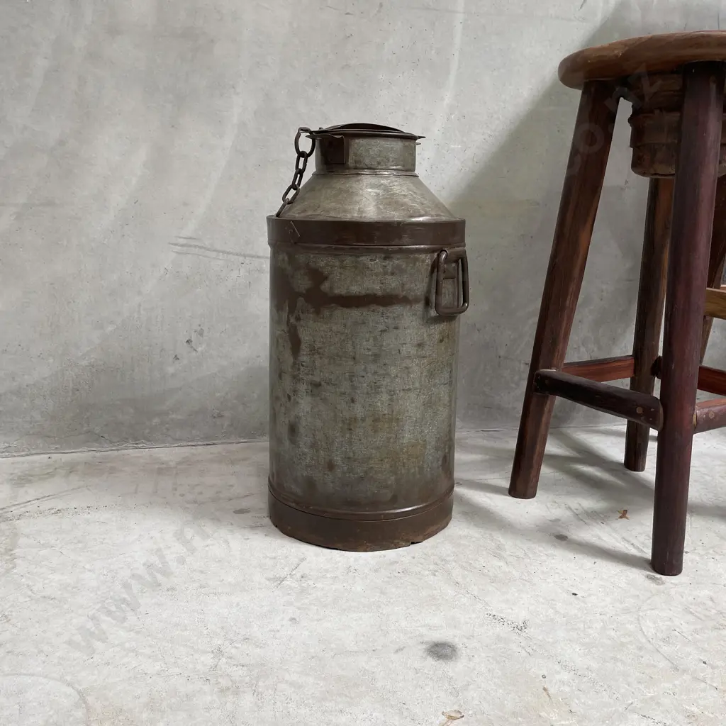 Vintage Large Two Handled Milk Can, with lid. H64cm Image 1++