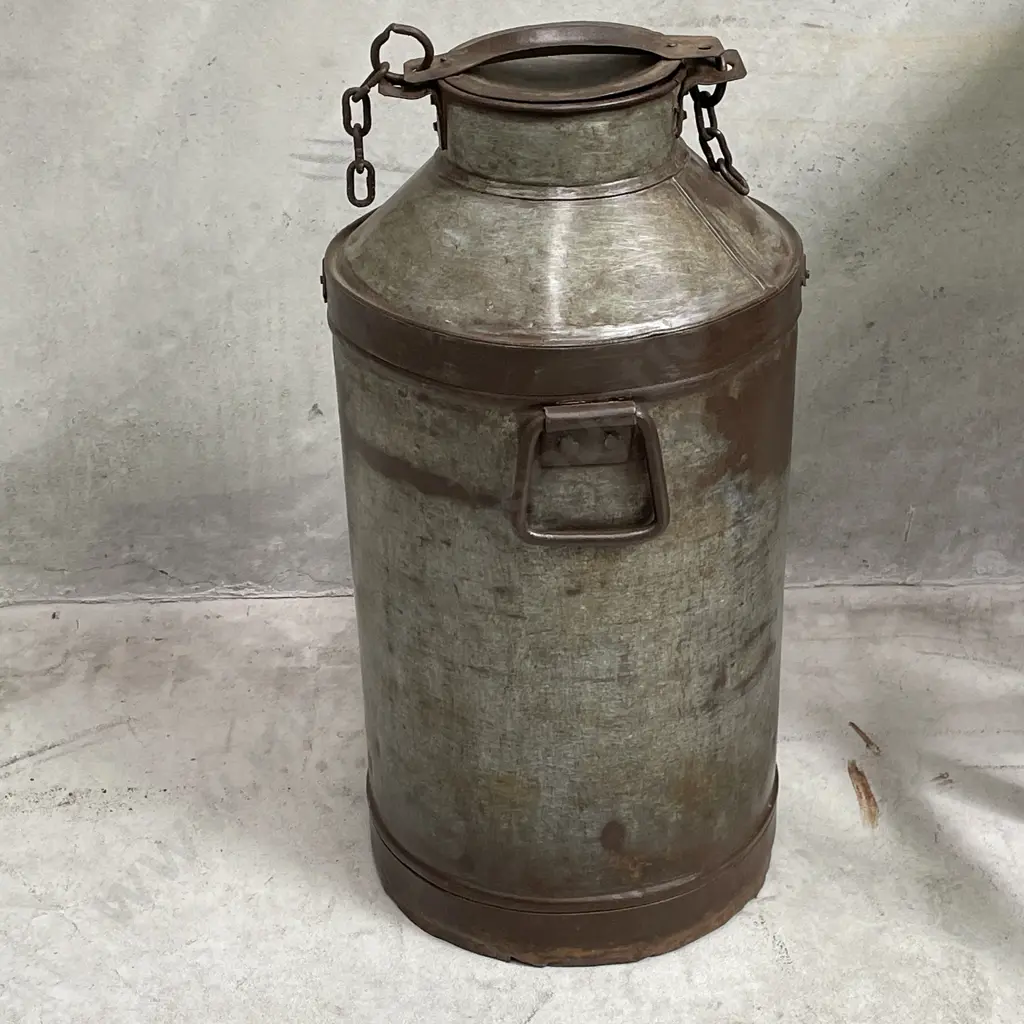 Vintage Large Two Handled Milk Can, with lid. H64cm Image 1++