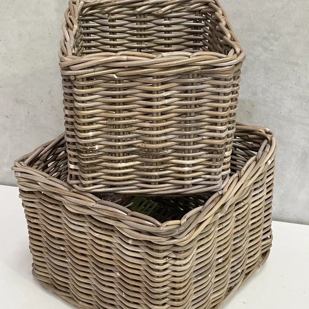Square Cane Baskets x 2  Image 1++