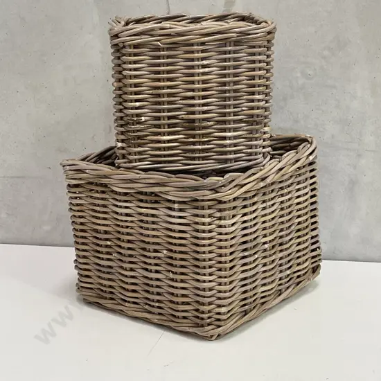 Square Cane Baskets x 2 