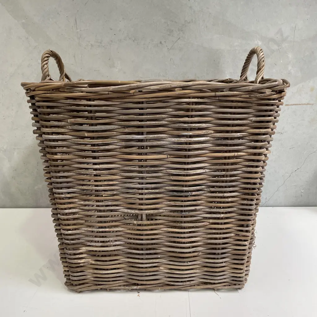 Large Cane Wood Basket H52 56cm Square Image 1++
