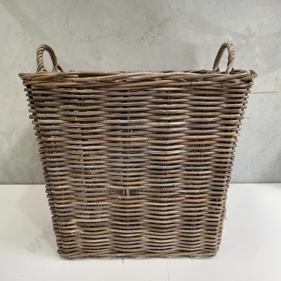 Large Cane Wood Basket H52 56cm Square