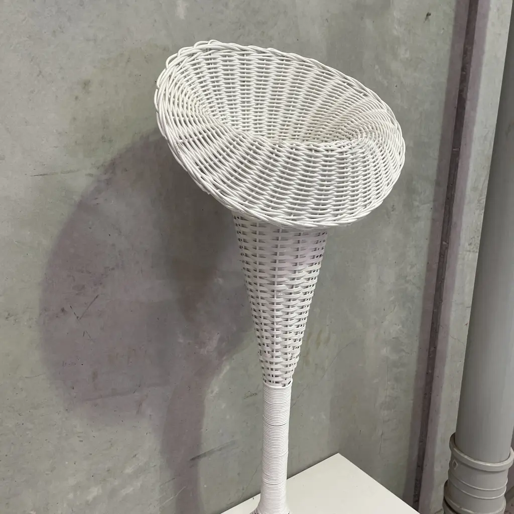 Large White Painted Cane/Wicker Jack in the Pulpit Flower Stand H110 w48cm Image 1++