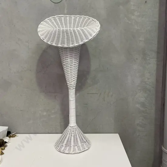 Large White Painted Cane/Wicker Jack in the Pulpit Flower Stand H110 w48cm