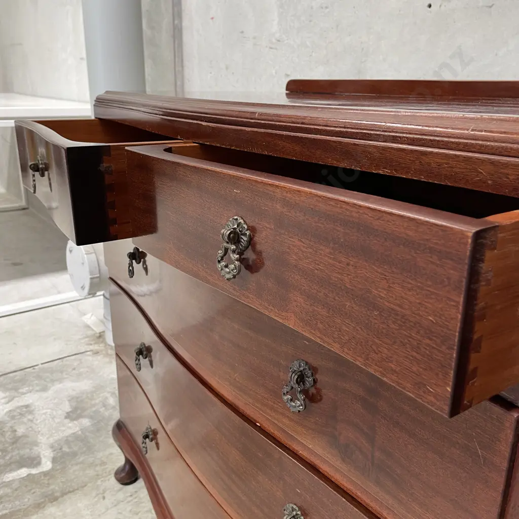 Vintage Solid Mahogany 10 drawer Lowboy. Queen Anne Feet. L1.65 H84cm D46cm Image 1++