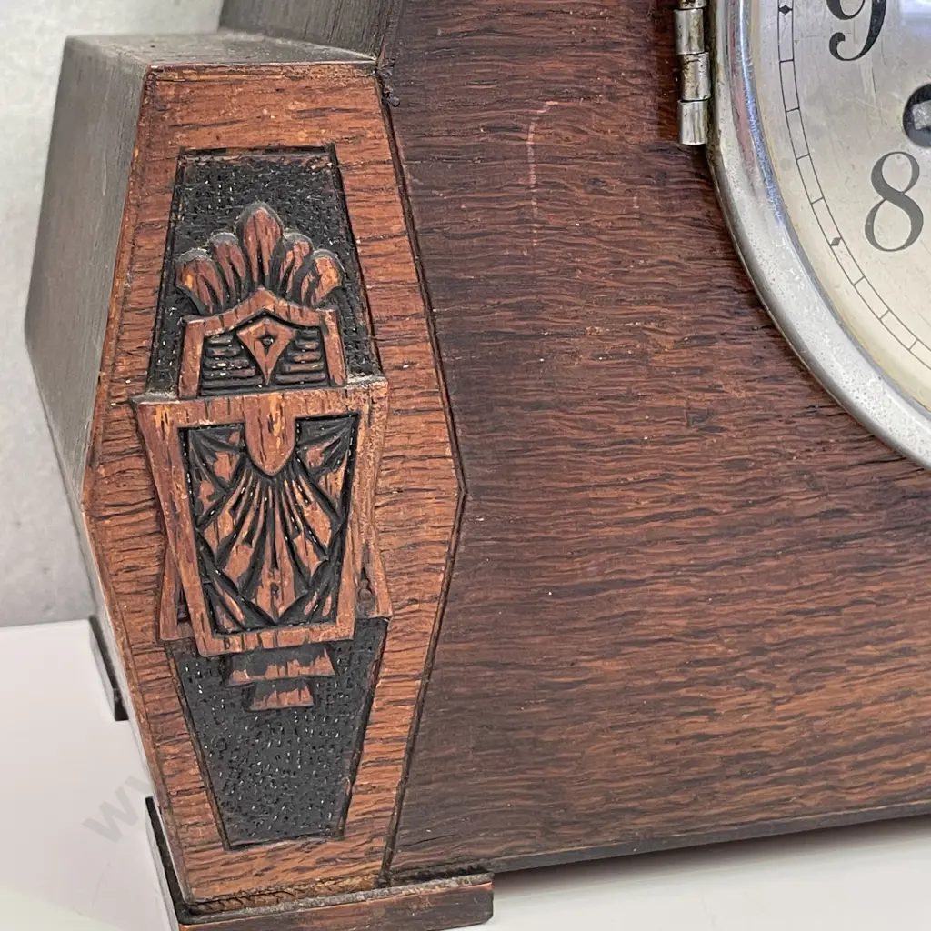 Vintage Wurttenberg German Oak Cased Mantle Clock W32 H24 D15cm Image 1++