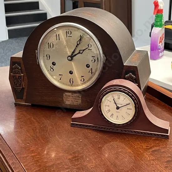 Vintage Wurttenberg German Oak Cased Mantle Clock W32 H24 D15cm