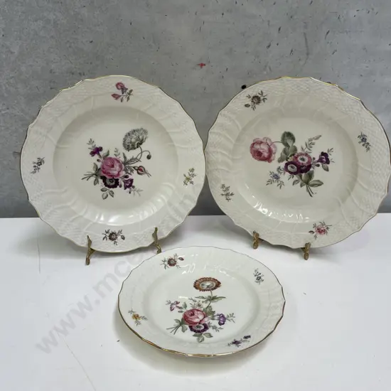 Royal Copenhagen Handpainted and fluted Dinner plates x 2 with luncheon plate