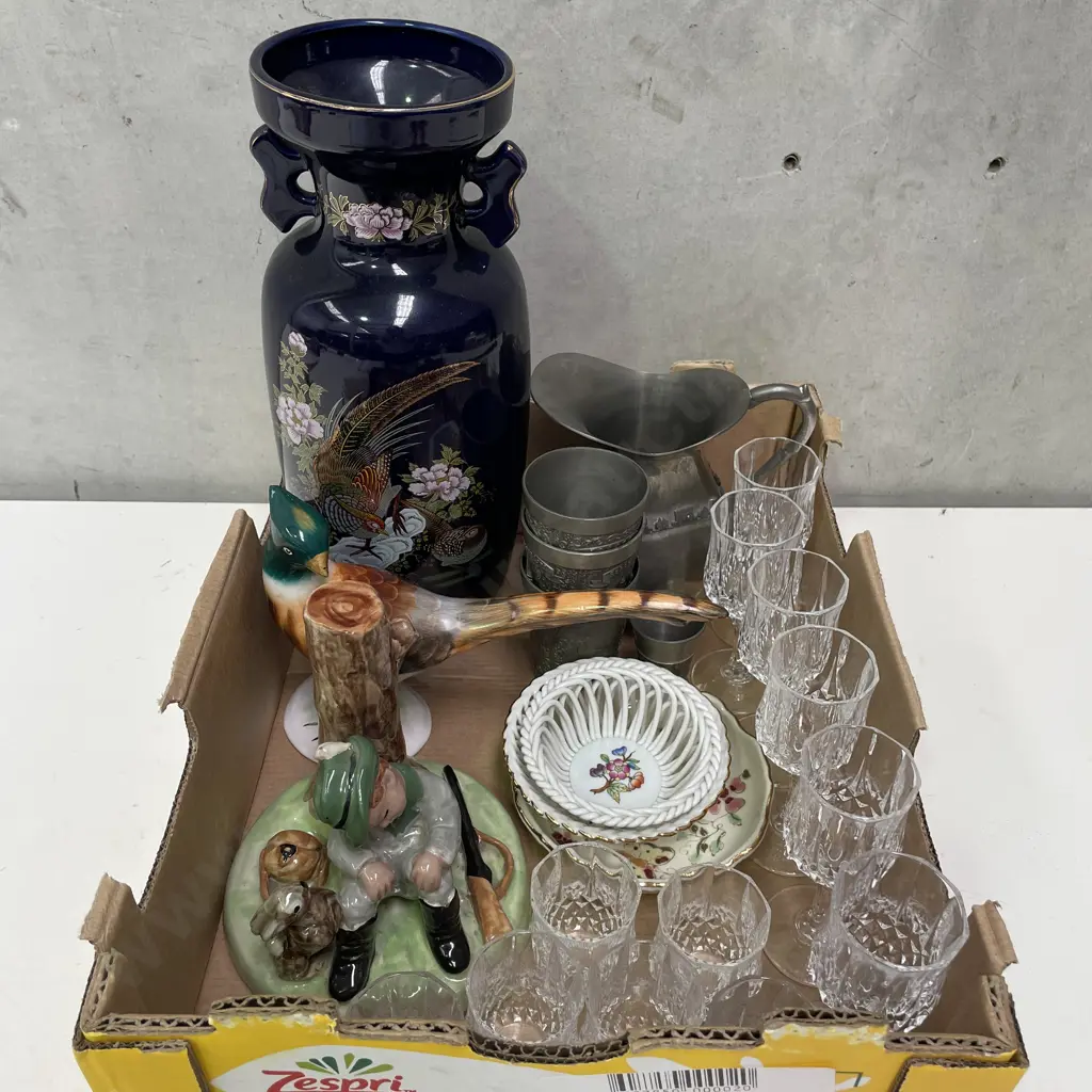 Box of Assorted including Vintage Pewter, Crystal etc Image 1++
