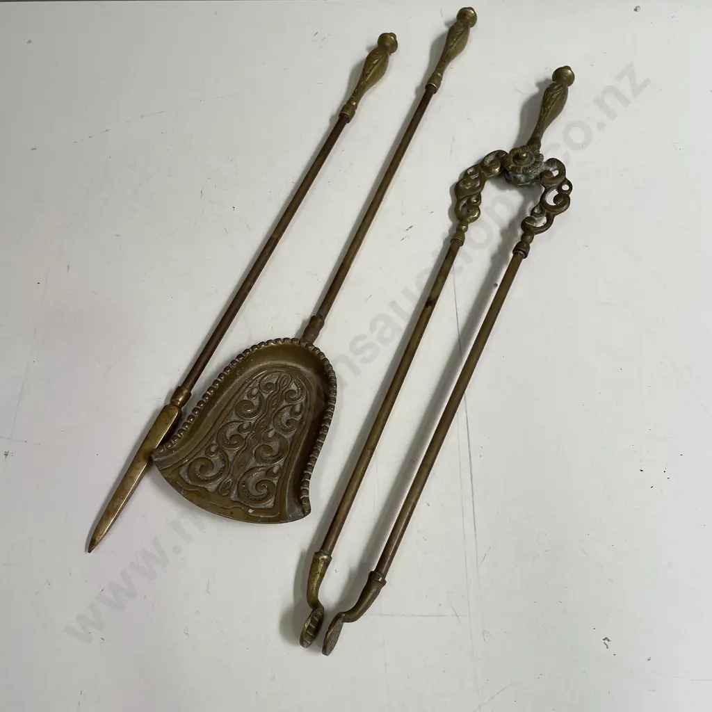Antique Solid Brass Fire Tool Set Image 1++