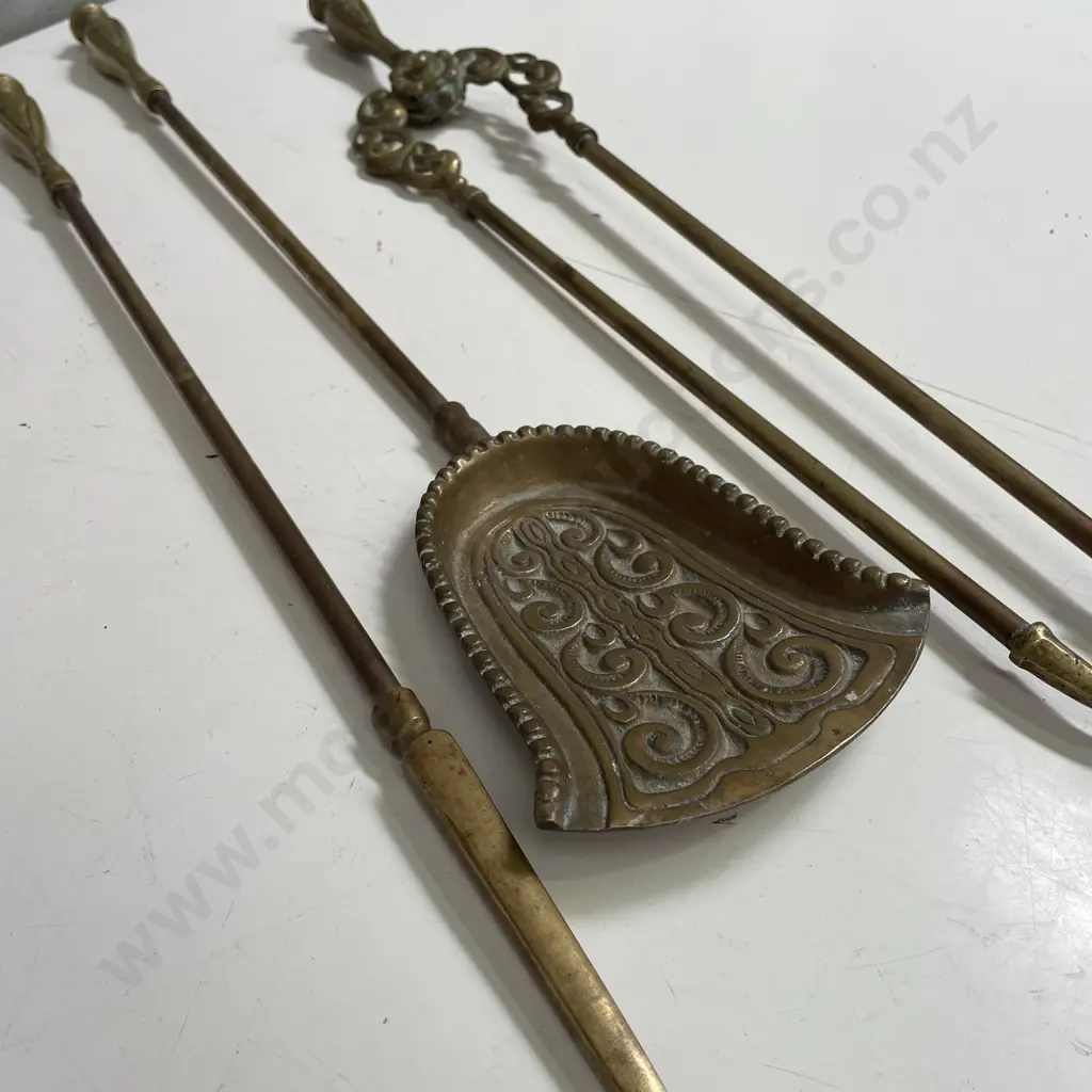 Antique Solid Brass Fire Tool Set Image 1++