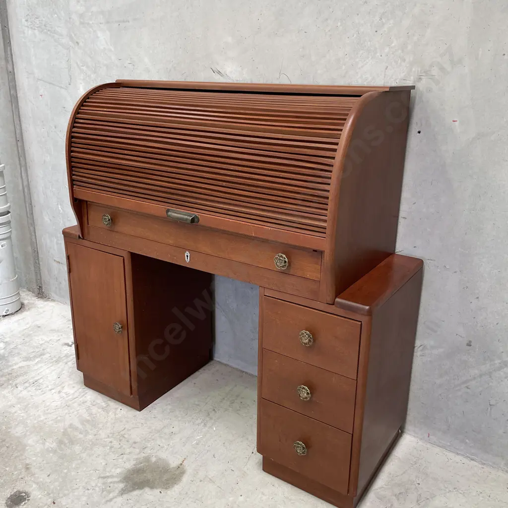 Vintage Solid Wood 3 Piece Roll Top Desk Image 1++