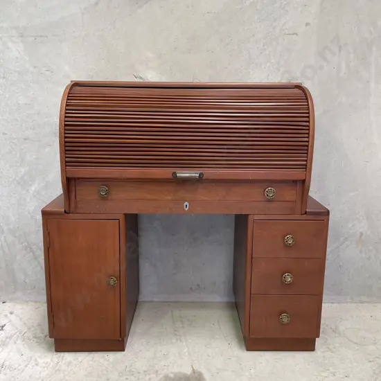 Vintage Solid Wood 3 Piece Roll Top Desk