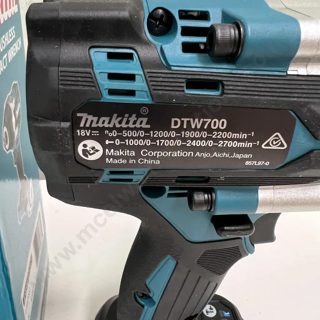Boxed As New Makita 18V Brushless 1/2" Impact Wrench. Tool Only. Model DTW700 Image 1++
