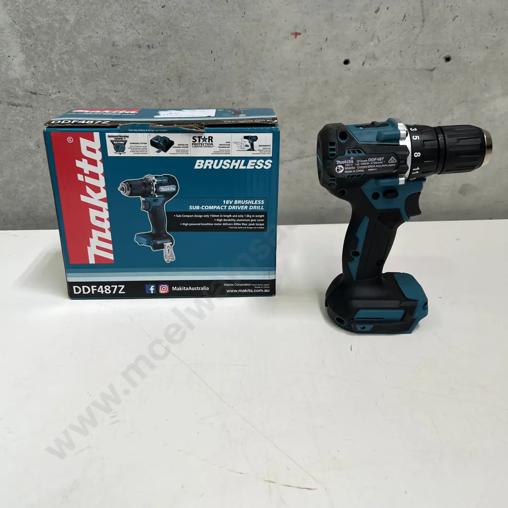 Boxed As New Makita 18V Brushless Sub-Compact Driver Drill. Tool only. Model DDF487 Image 1++