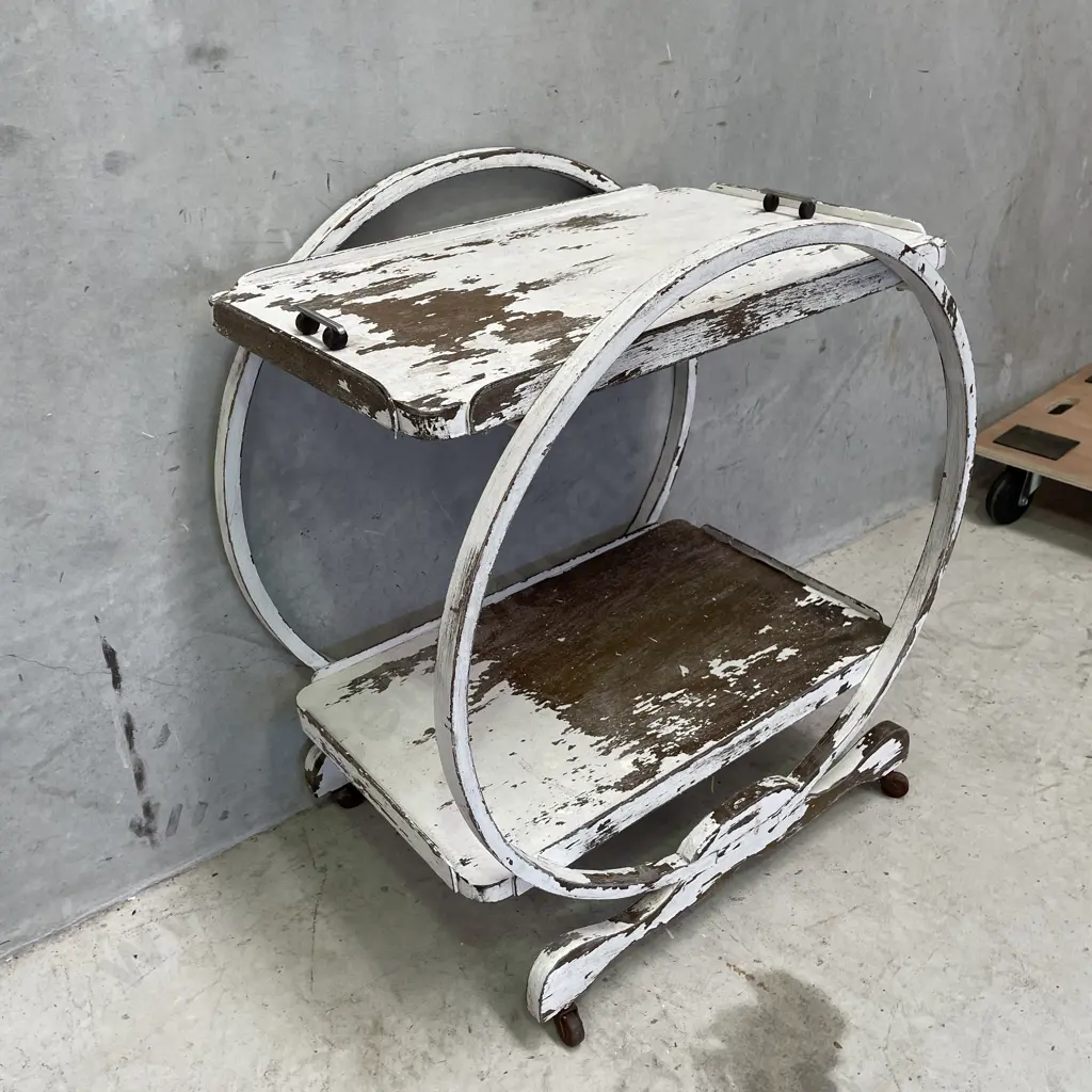 Vintage Art Deco 2 Tier Tea Trolley, with removable top tray. Needs restoration Image 1++
