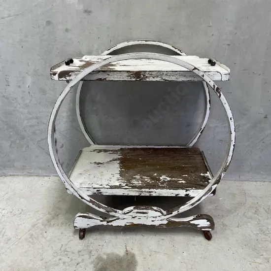 Vintage Art Deco 2 Tier Tea Trolley, with removable top tray. Needs restoration