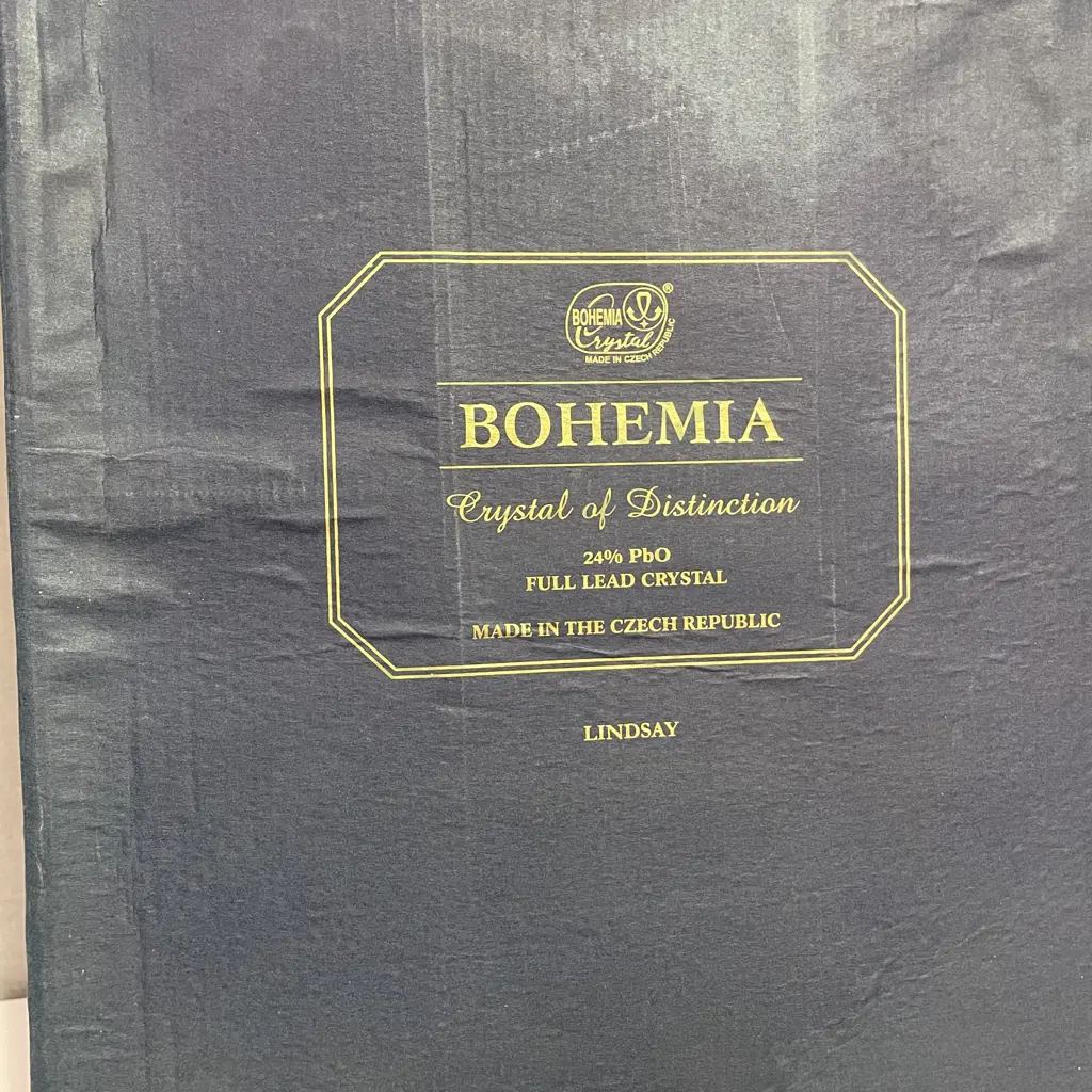 Boxed Set of 6 Bohemia Lindsay Crystal Stemed Wine Glasses Image 1++