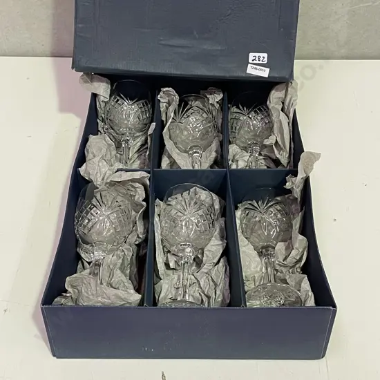 Boxed Set of 6 Bohemia Lindsay Crystal Stemed Wine Glasses