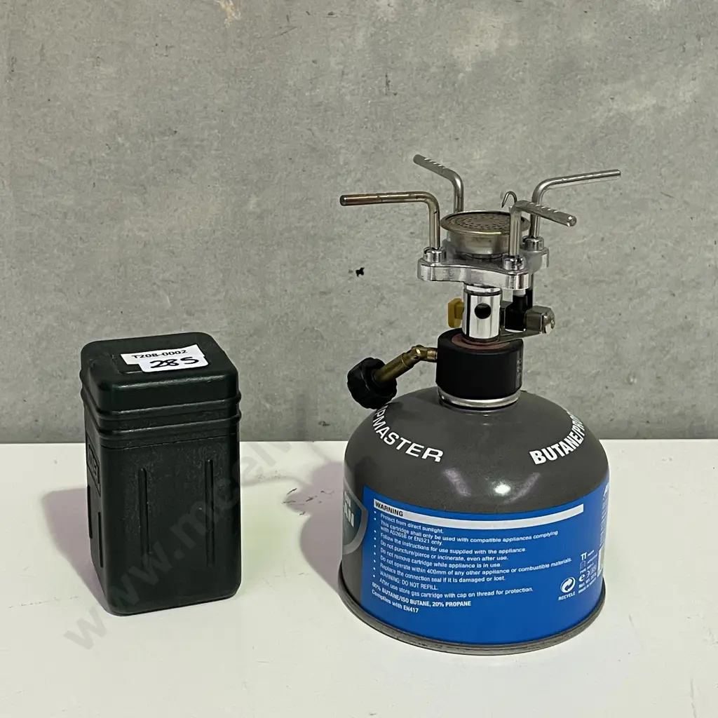 Pair of Kovea Portable Camping Stoves, gas powered, with empty gas bottle Image 1++