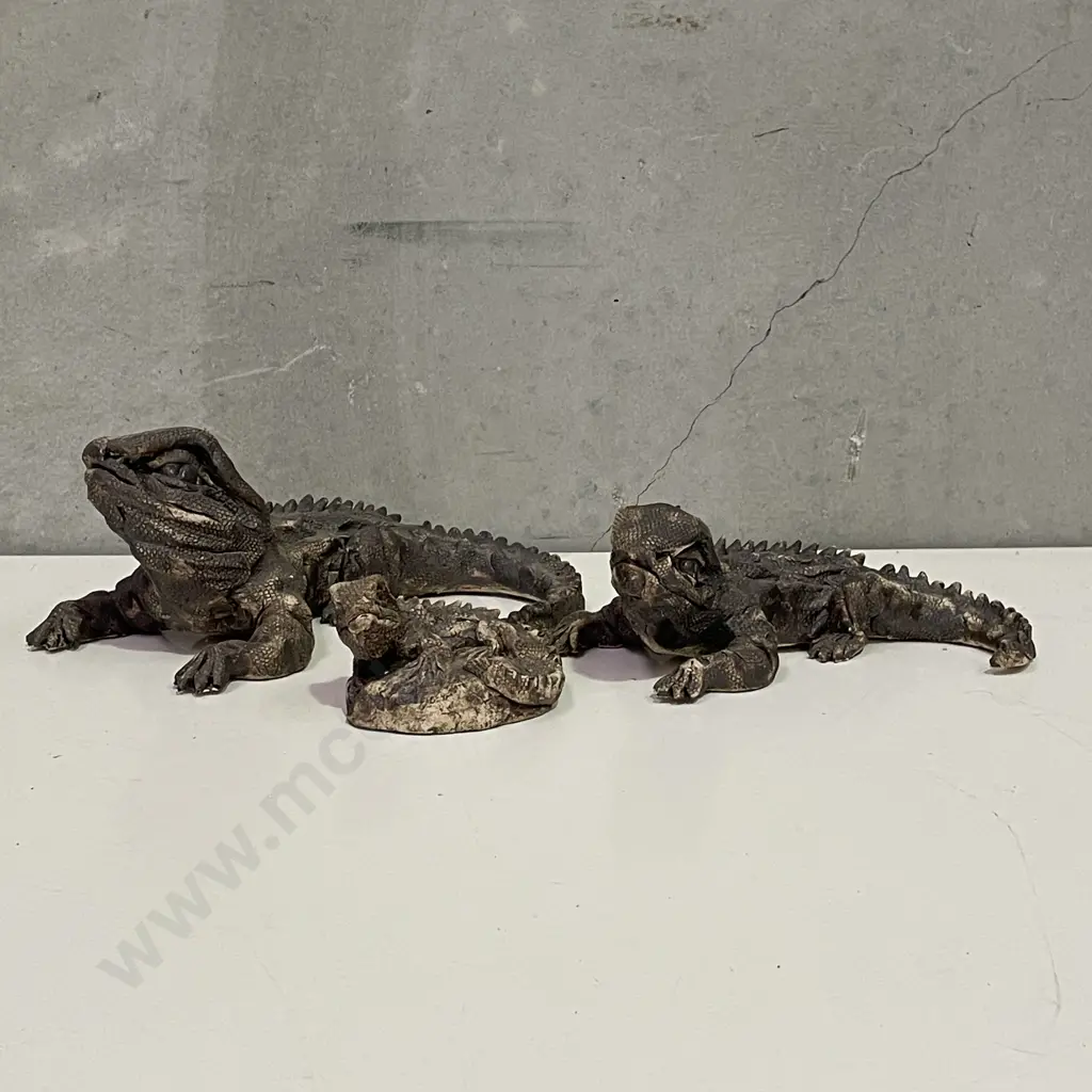 Trio of Pottery Lizard Garden Features Image 1++