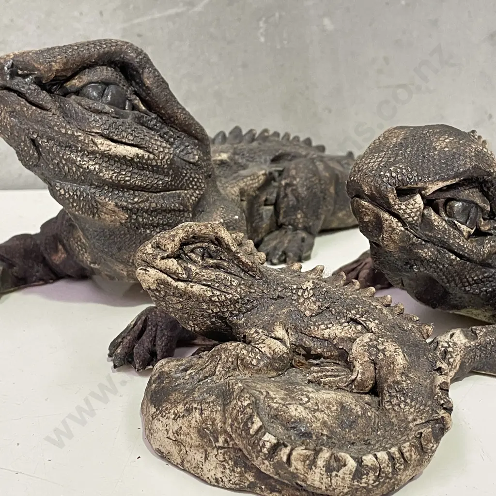 Trio of Pottery Lizard Garden Features Image 1++
