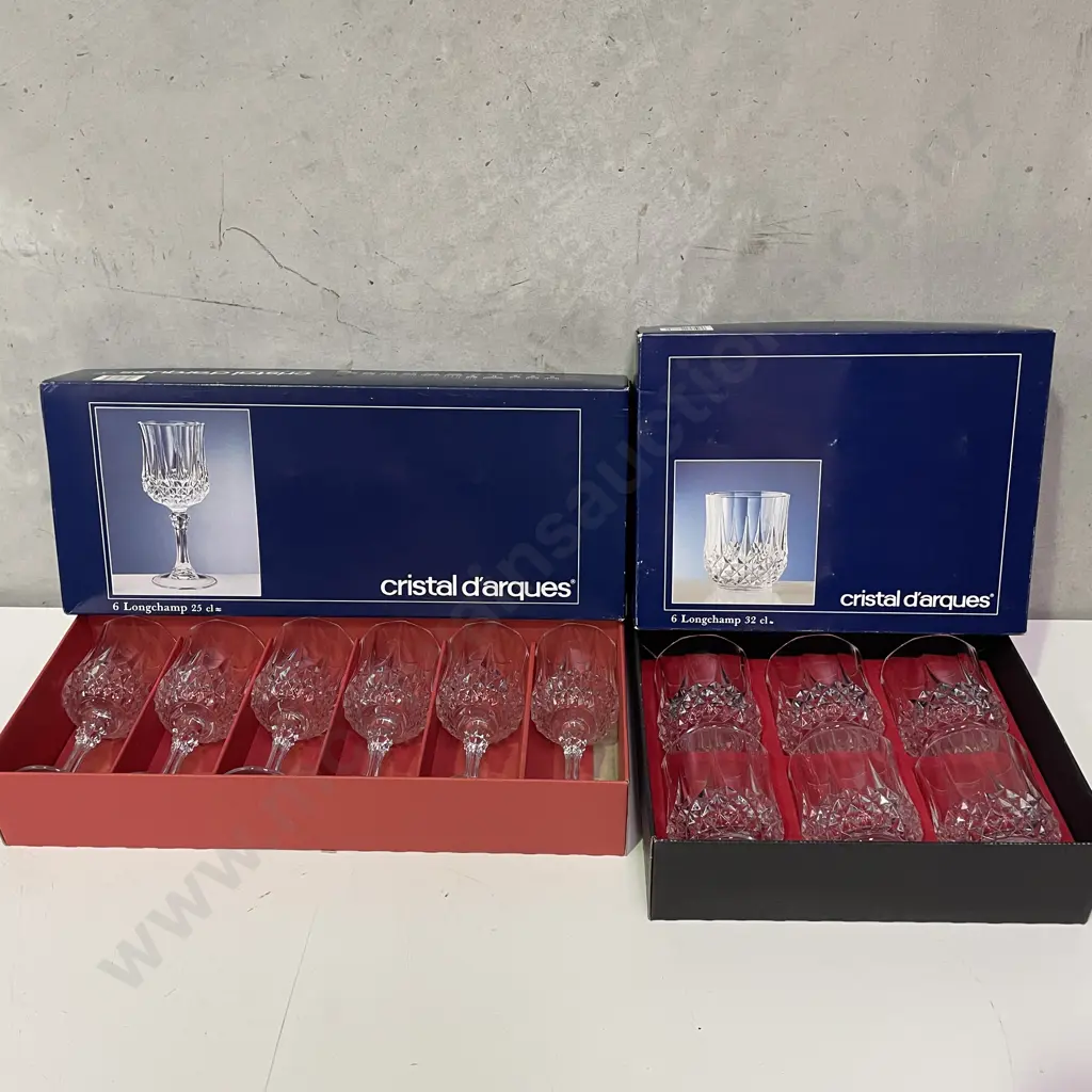 Boxed Set of 6 each Cristal D'arques Large Wine and Tumblers Image 1++