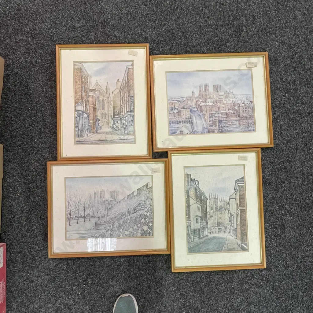 Four Vintage Framed Prints. Foxing on 3 Image 1++