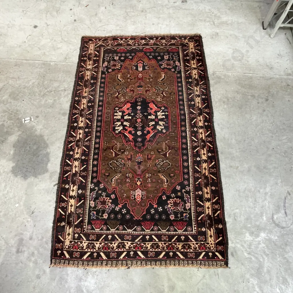 Vintage Afghan Old Baluchi Hand Knotted Floor Rug, 110 x 200cm with certificate of authenticity Image 1++