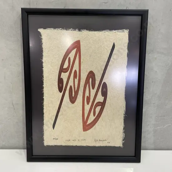 Limited Edition Framed Artwork Signed Puti Hauraki, Titled "Nga Ara E Rua" 33/60