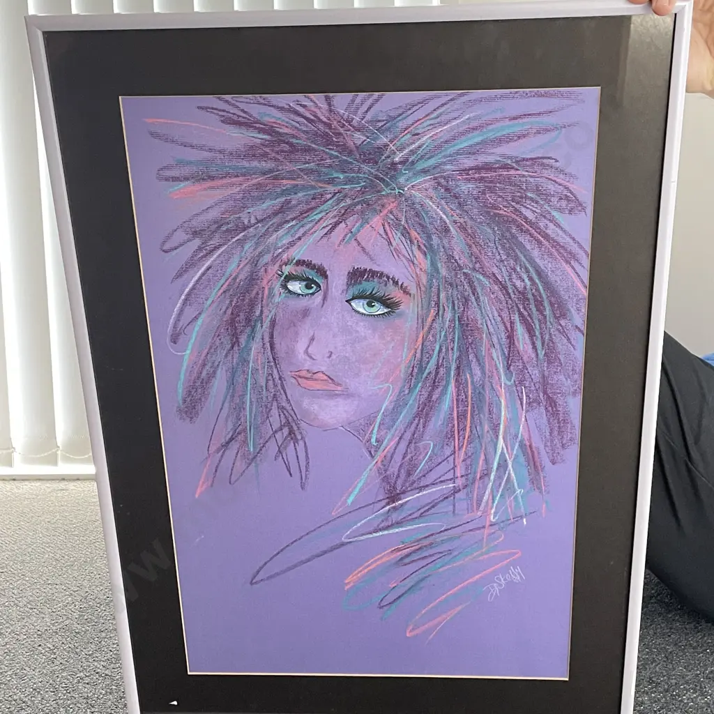 Framed Original Signed Portrait Artwork by Di Skelly Heron Dated '87, 77 x 56cm Image 1++