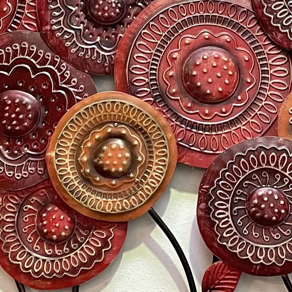 Metal Wall Art - Handpainted Poppies 95 x 78cm Image 1++