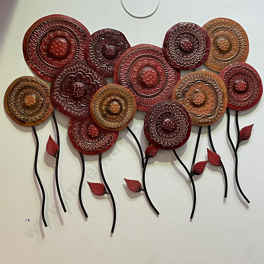 Metal Wall Art - Handpainted Poppies 95 x 78cm Image 1++