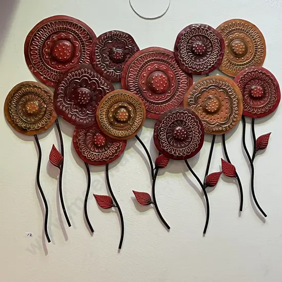 Metal Wall Art - Handpainted Poppies 95 x 78cm