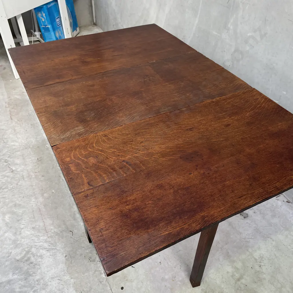 Antique Oak Drop Side Table - H74cm, Folded Top 50 x 100cm - Extended Top 157 x 100 Image 1++