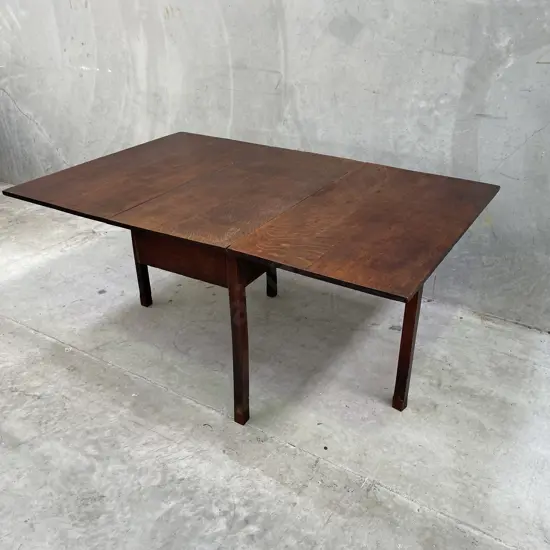 Antique Oak Drop Side Table - H74cm, Folded Top 50 x 100cm - Extended Top 157 x 100