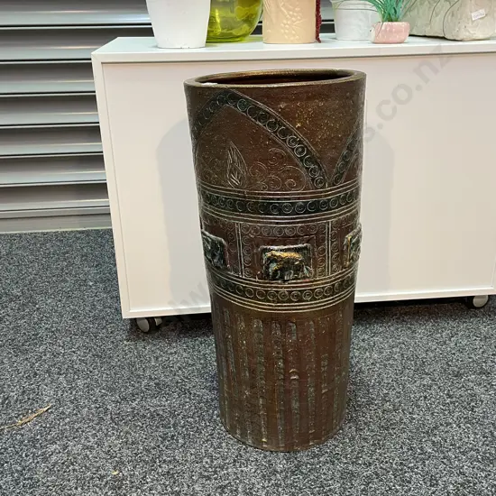 Umbrella Stand Bronze effect with Elephant Detail H64 Dia27cm