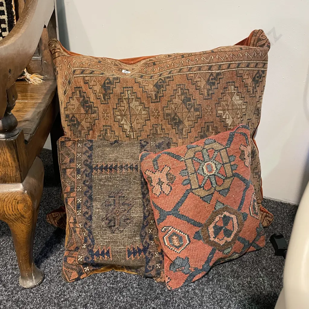 2 Antique Persian Cushions, one Larger European size with 2 smaller Image 1++