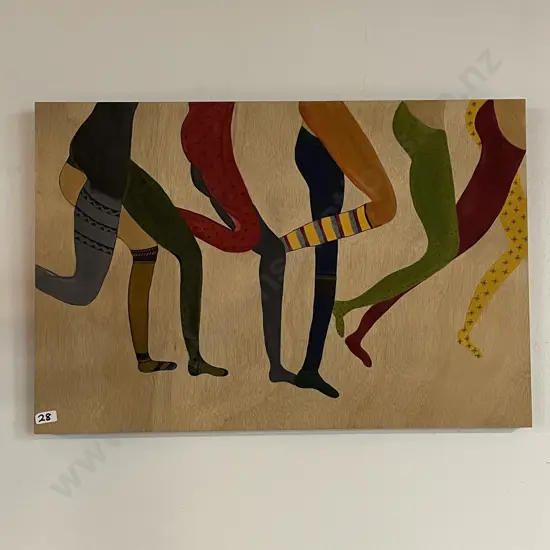 Original Handpainted Wood Block Artwork of "tumbling legs" 60 x 40cm