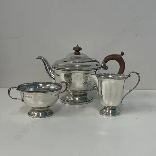 Antique Hallmarked Silver 3 Piece Teaset. Hallmarked as shown. Total Weight 672gms