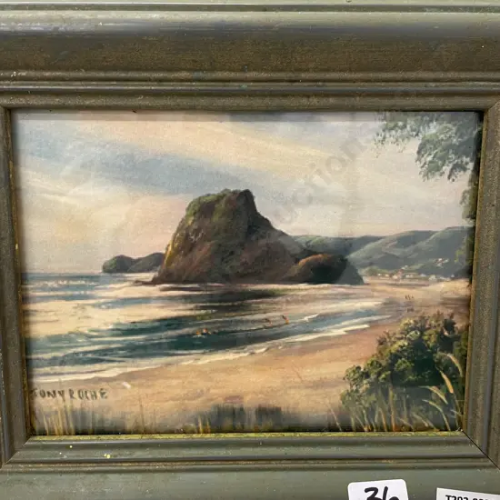 Framed Tony Roche Artwork, 22 x 27cm